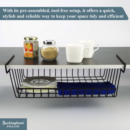 Buckingham High End Under Shelf Storage Basket Organiser Rack