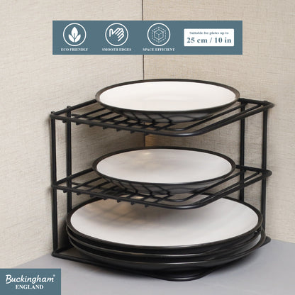 Buckingham 3 Tier Corner Plate Storage Rack 22.5 cm