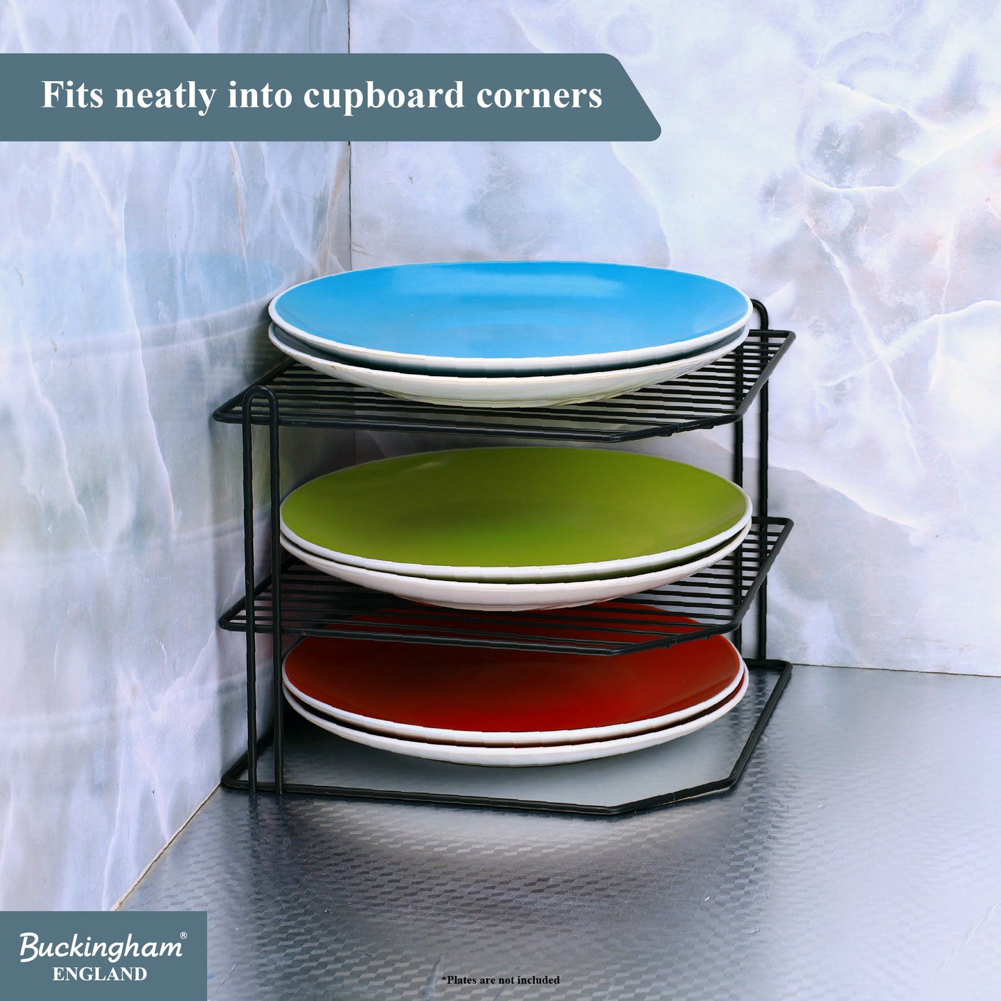 Buckingham 3 Tier Corner Kitchen Plate Rack 28 cm
