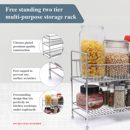 Buckingham 2 Tier Multi Purpose Kitchen Jars Storage Rack Chrome Plated