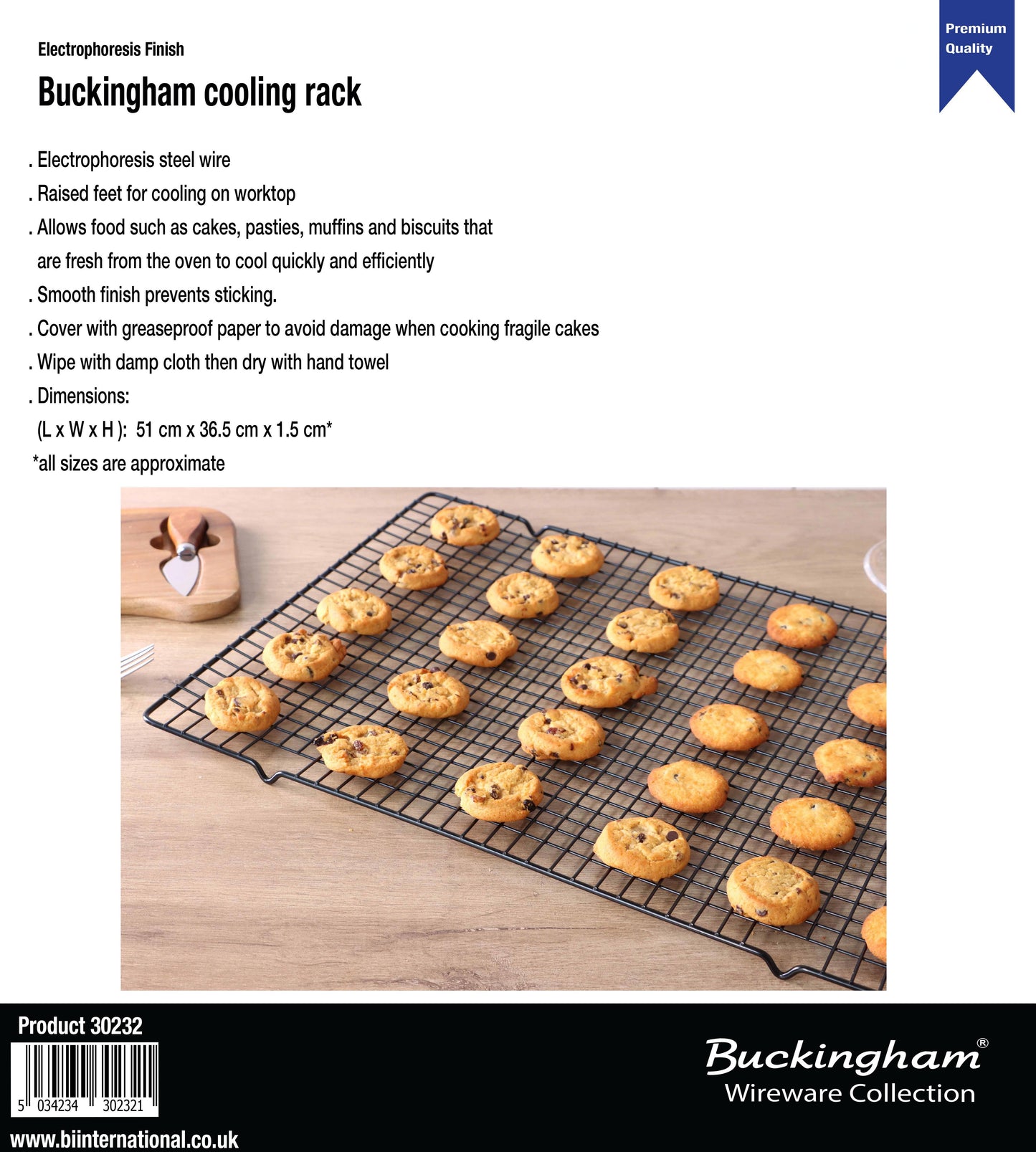 Buckingham Black Cooling Rack 51 cm x 36.5 cm x 1.5 cm