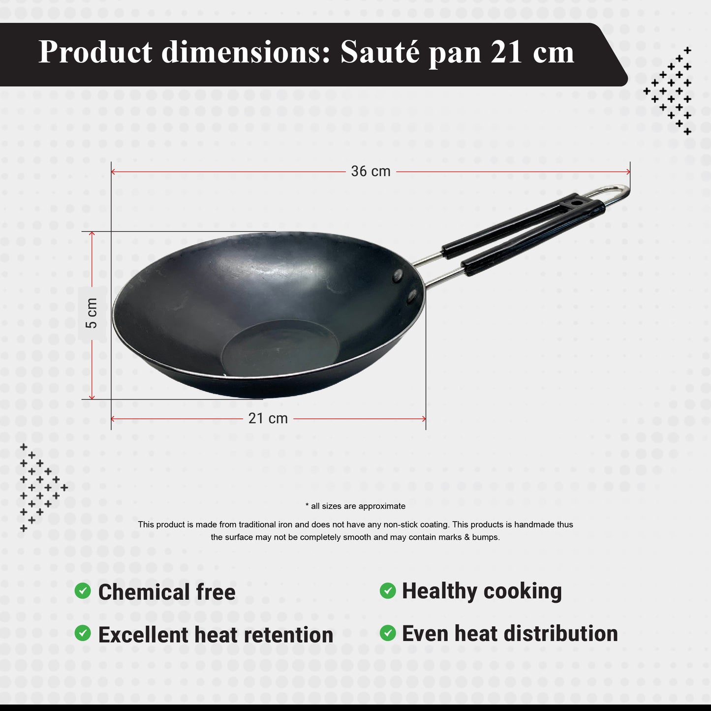 Buckingham Frying Pan Sauté Cooking Kitchen Professional Premium Cast Iron Induction 21 cm