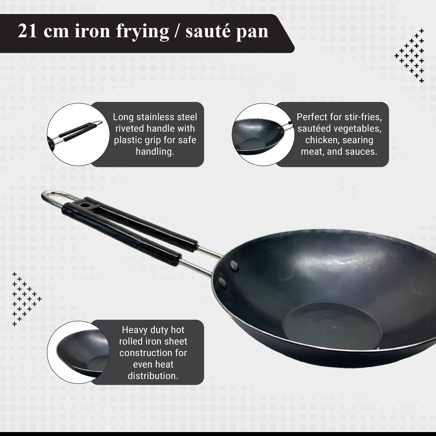 Buckingham Frying Pan Sauté Cooking Kitchen Professional Premium Cast Iron Induction 21 cm