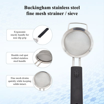 Buckingham Stainless Steel 30 Extra Fine Mesh Sieve with Sturdy Handle
