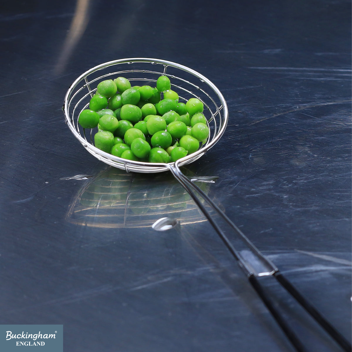 Buckingham Stainless Steel Pea Ladle Spider Strainer / Skimmer with Silicone Grip