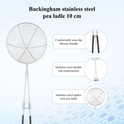 Buckingham Stainless Steel Pea Ladle Spider Strainer / Skimmer with Silicone Grip