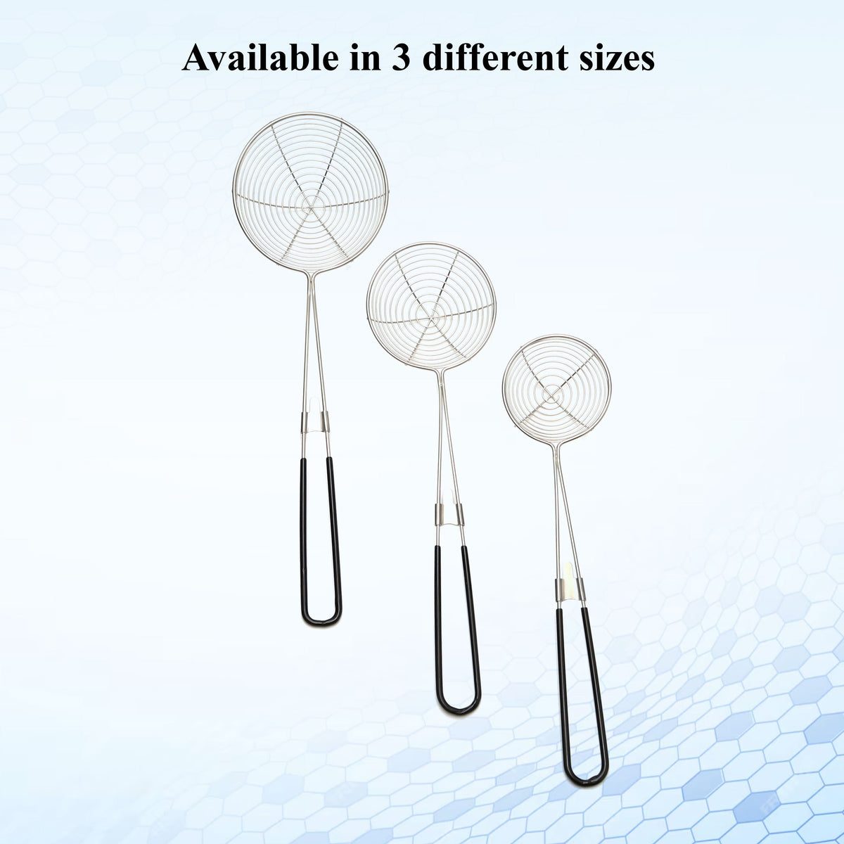 Buckingham Stainless Steel Pea Ladle Spider Strainer / Skimmer with Silicone Grip