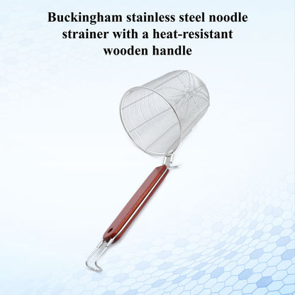 Buckingham Stainless Steel Noodle Basket Strainer / Sieve with wooden handle