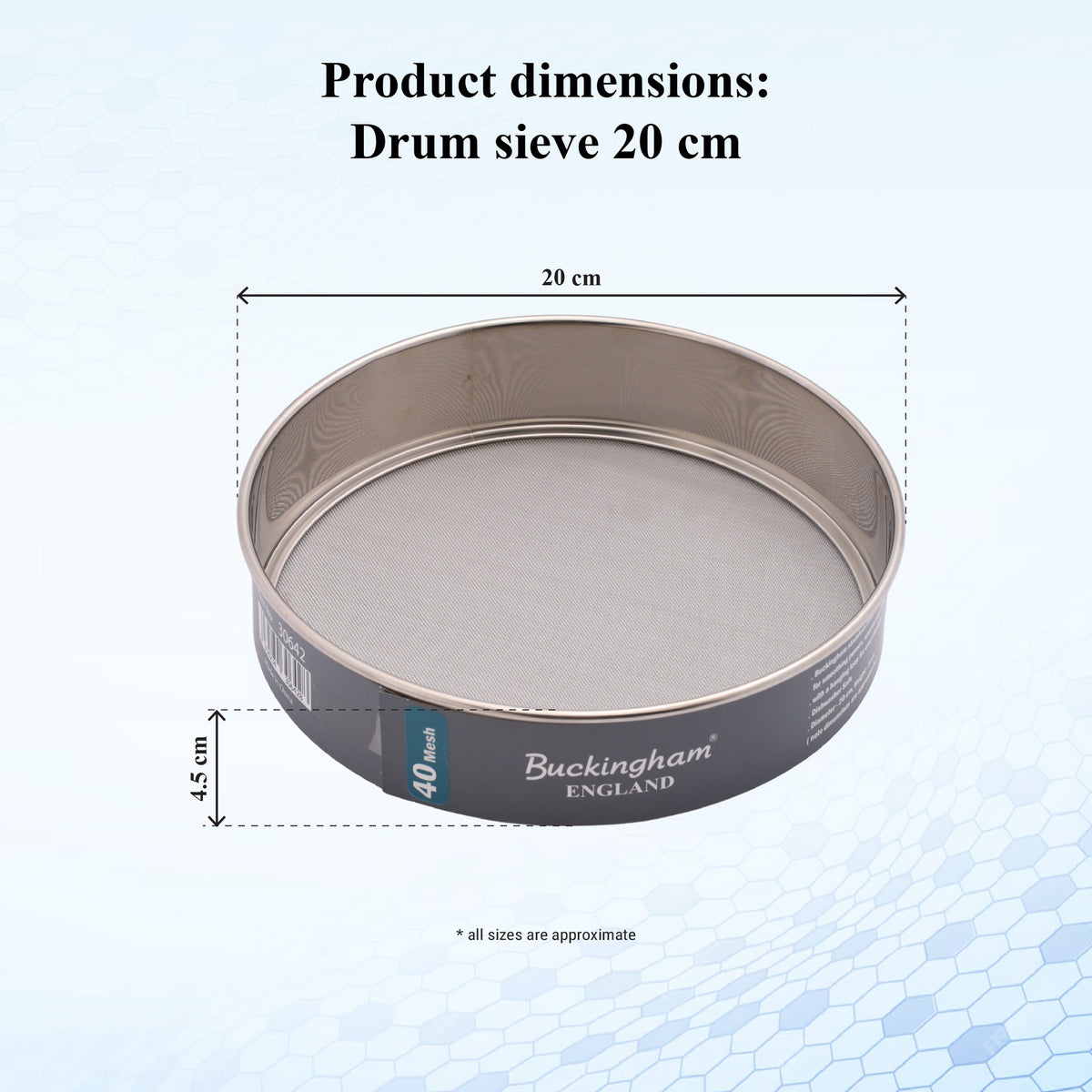 Buckingham Stainless Steel 40  fine mesh drum sieve