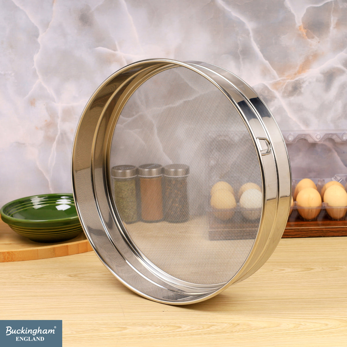 Buckingham Commercial Stainless Steel Premium 40 Mesh Drum Sieve.