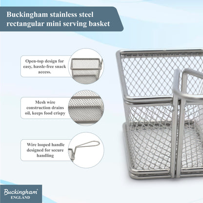 Buckingham Stainless Steel Rectangular Mini Basket with Handle