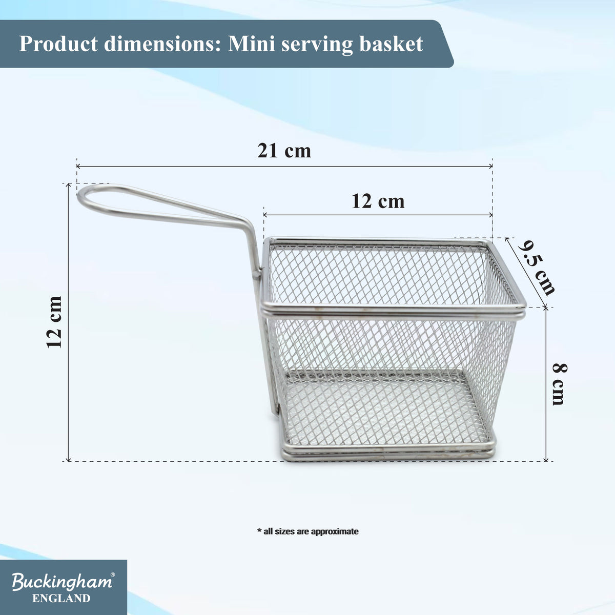 Buckingham Stainless Steel Rectangular Mini Basket with Handle