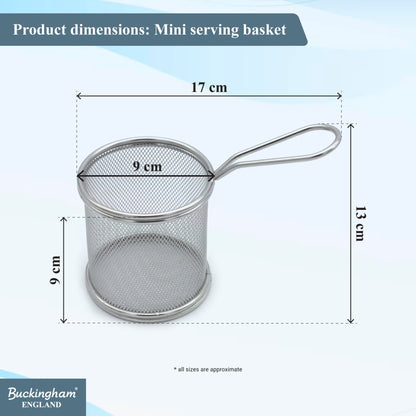 Buckingham Stainless Steel Mini Round Basket with Sturdy Handle