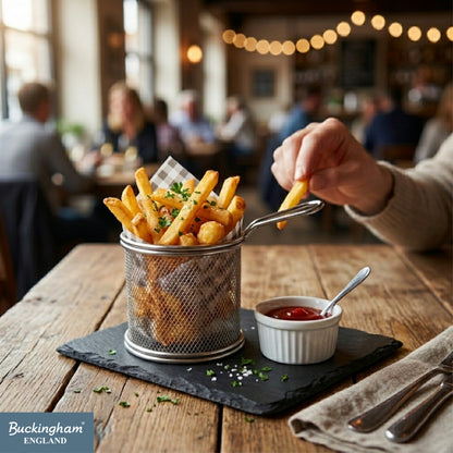 Buckingham Stainless Steel Mini Round Basket with Sturdy Handle