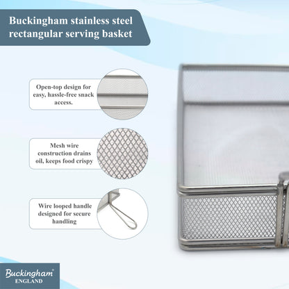 Buckingham Fine Mesh Rectangular Basket Strainer 34 x 10 x 4.5 cm