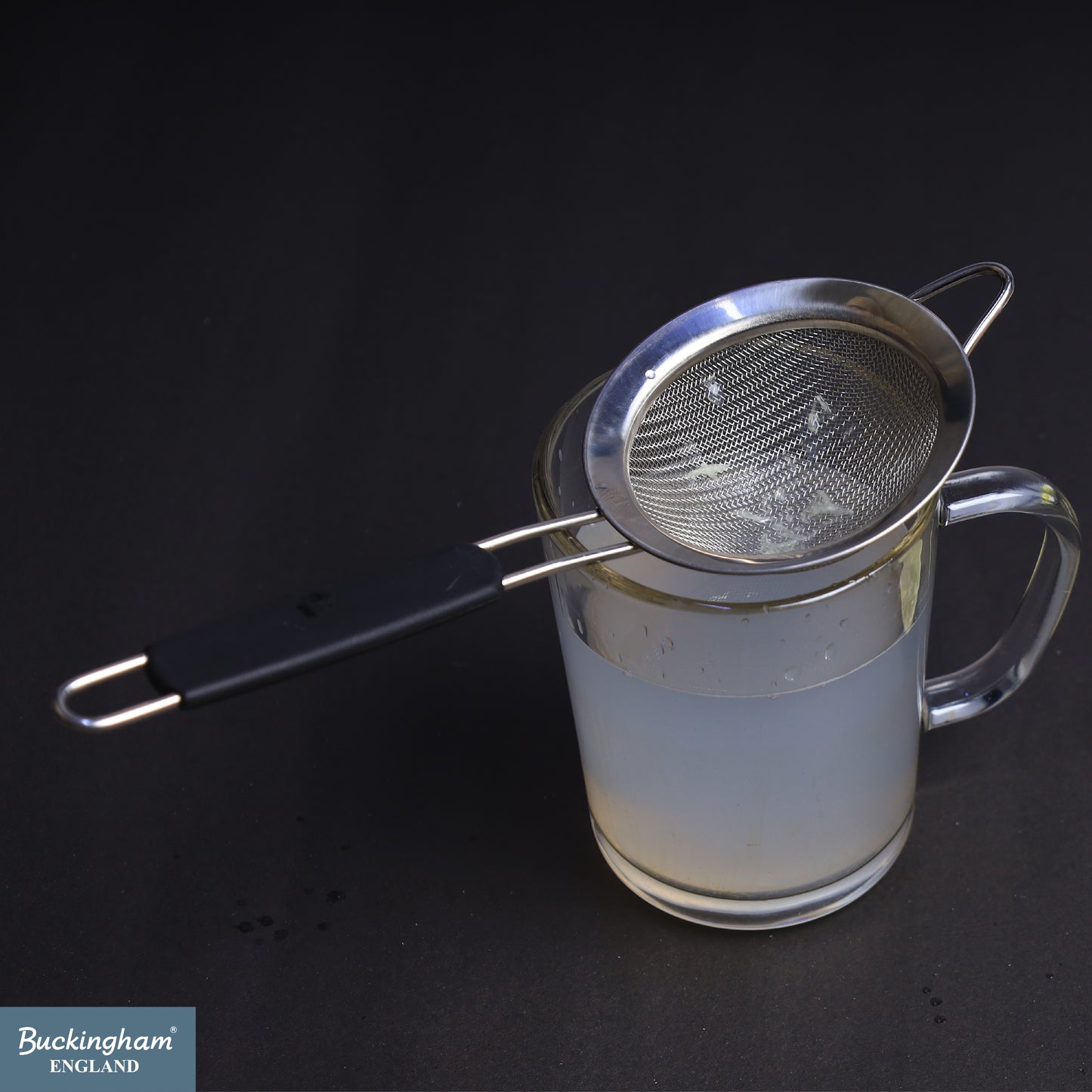 Buckingham Stainless Steel Fine Mesh Strainer with Black Handle