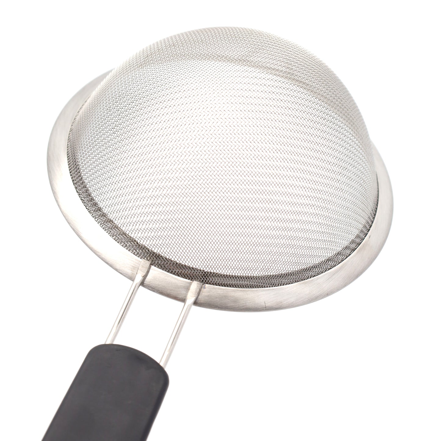 Buckingham Stainless Steel Fine Mesh/Sieve with Black Flat Handle – 8cm, 14cm, 20cm, and 26cm Sizes.