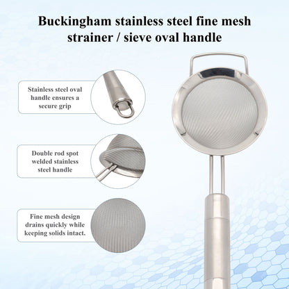 Buckingham Fine Mesh Stainless Steel Sieve with Easy Grip Handle