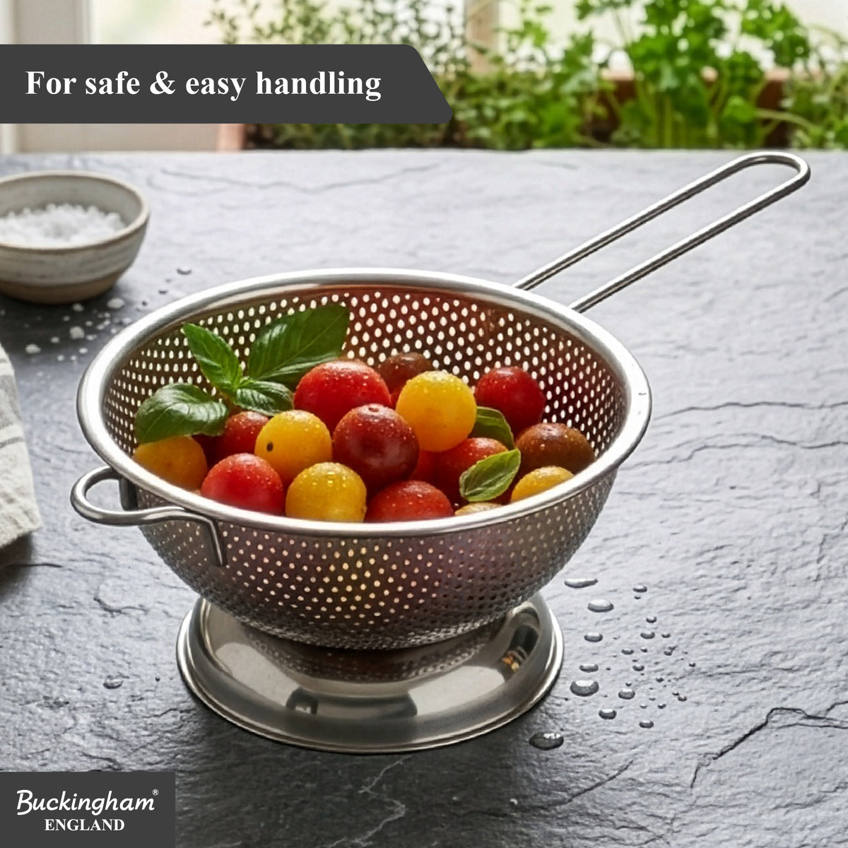 Buckingham Stainless Steel Micro Perforated Long Handle Colander
