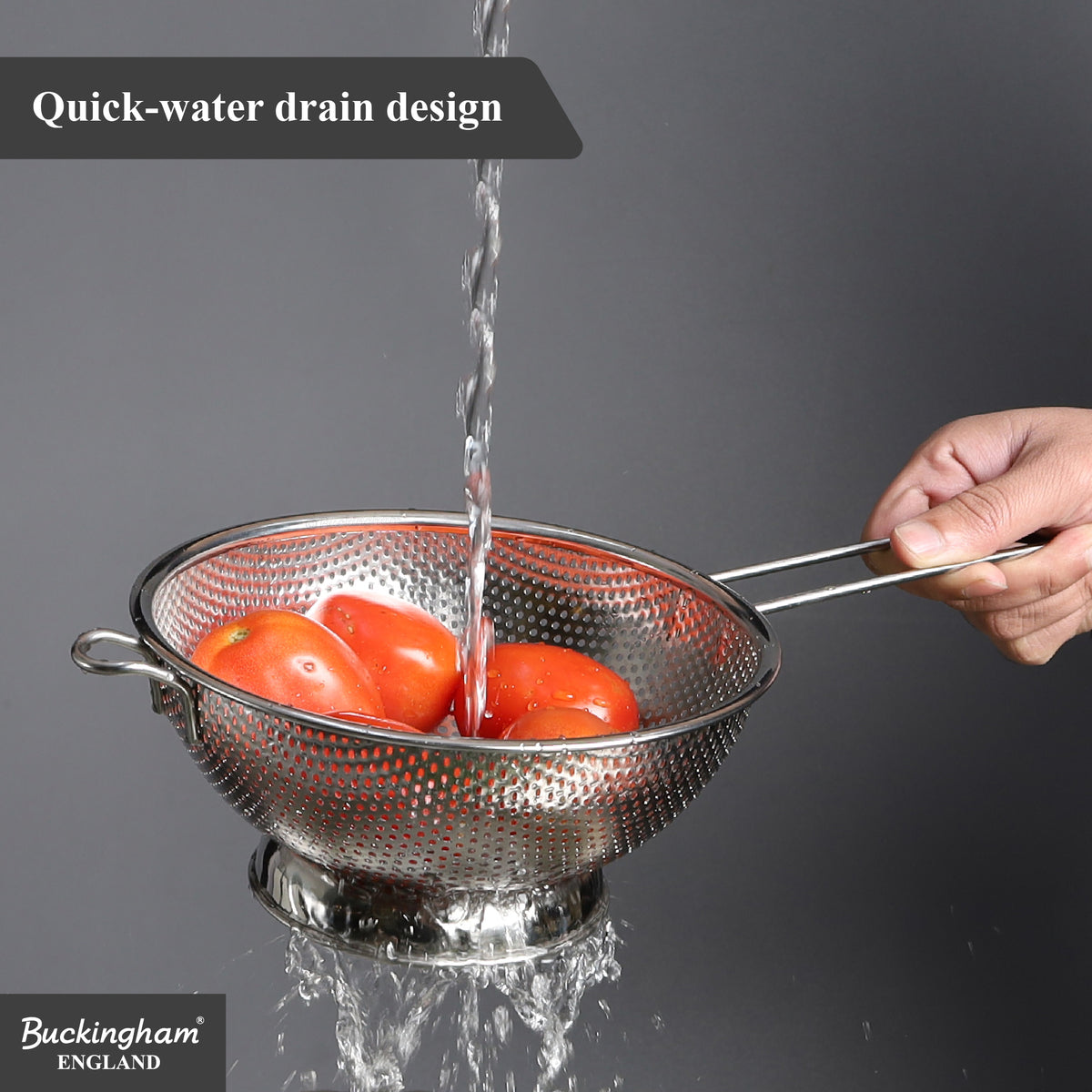 Buckingham Stainless Steel Micro Perforated Long Handle Colander