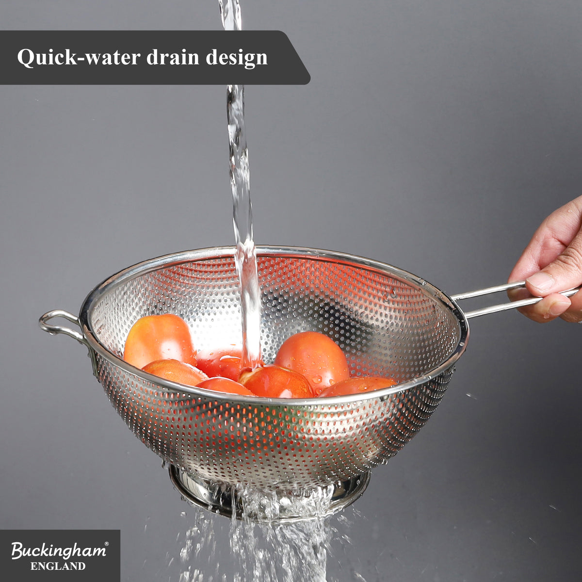Buckingham Stainless Steel Micro Perforated Long Handle Colander