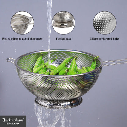 Buckingham Stainless Steel Micro Perforated Long Handle Colander