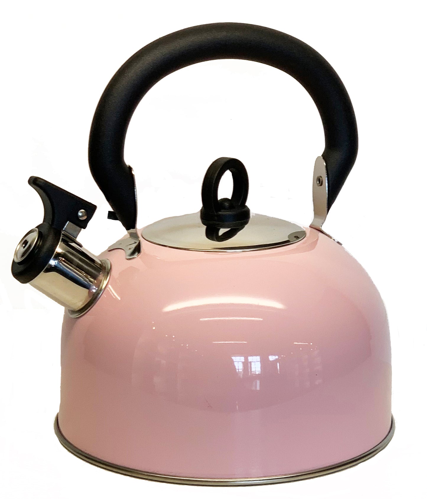 Buckingham Colour Coated Stainless Steel Camping Whistling Kettle with Heat Resistant Phenolic Handle.