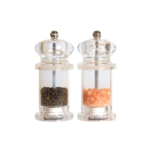 Buckingham Acrylic salt & Pepper mill set, easy to use, Perfect for seasoning