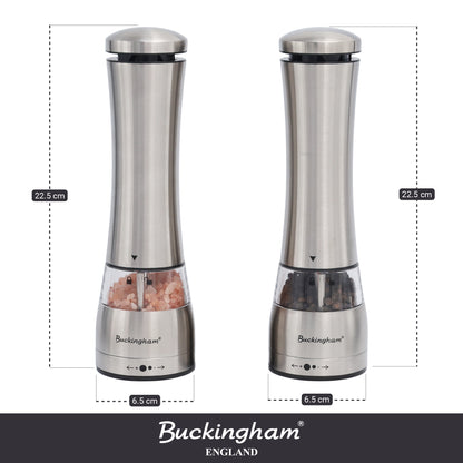 Buckingham Electric Salt and Pepper Mill Set Battery Operated