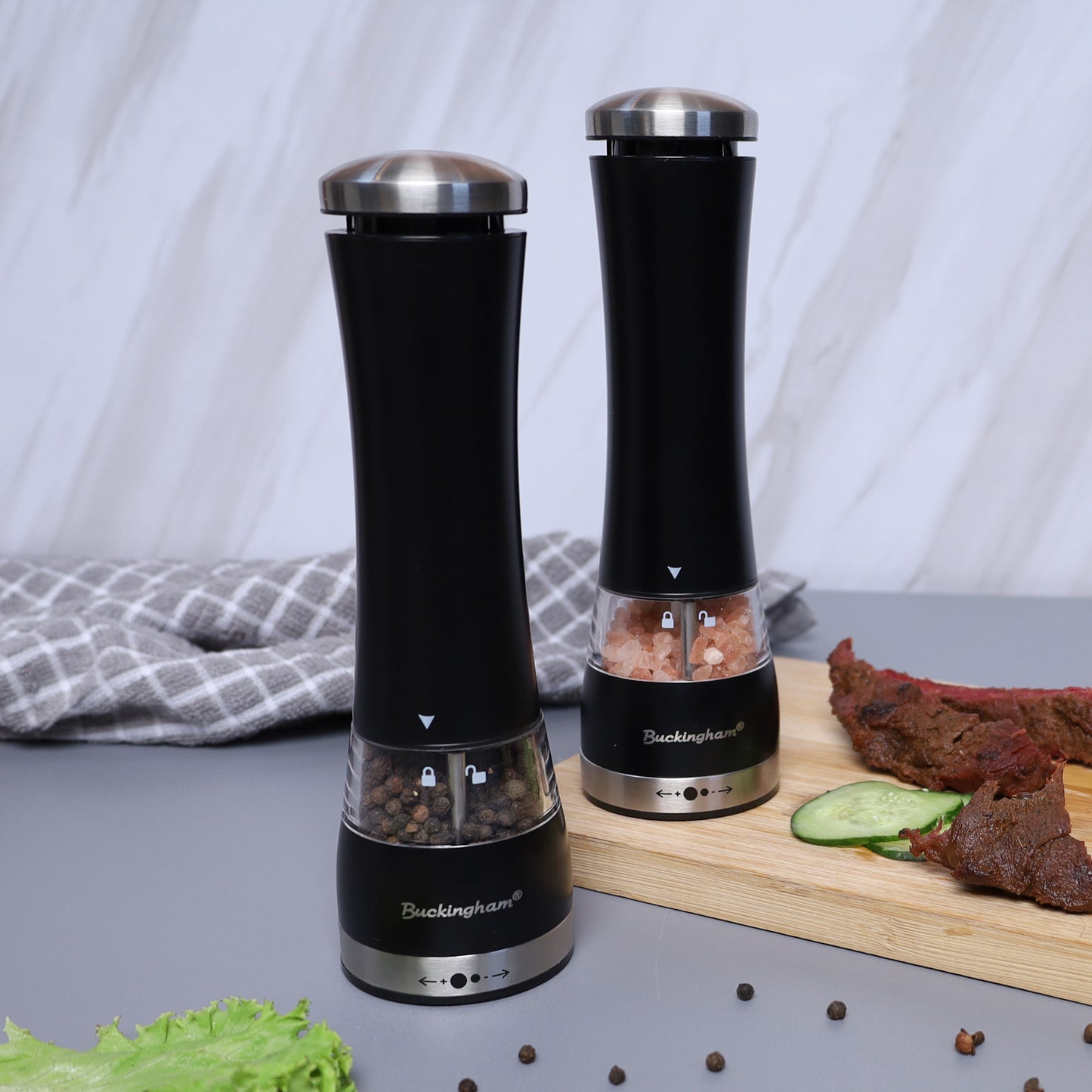 Buckingham Stainless Steel Salt and Pepper Mill Set