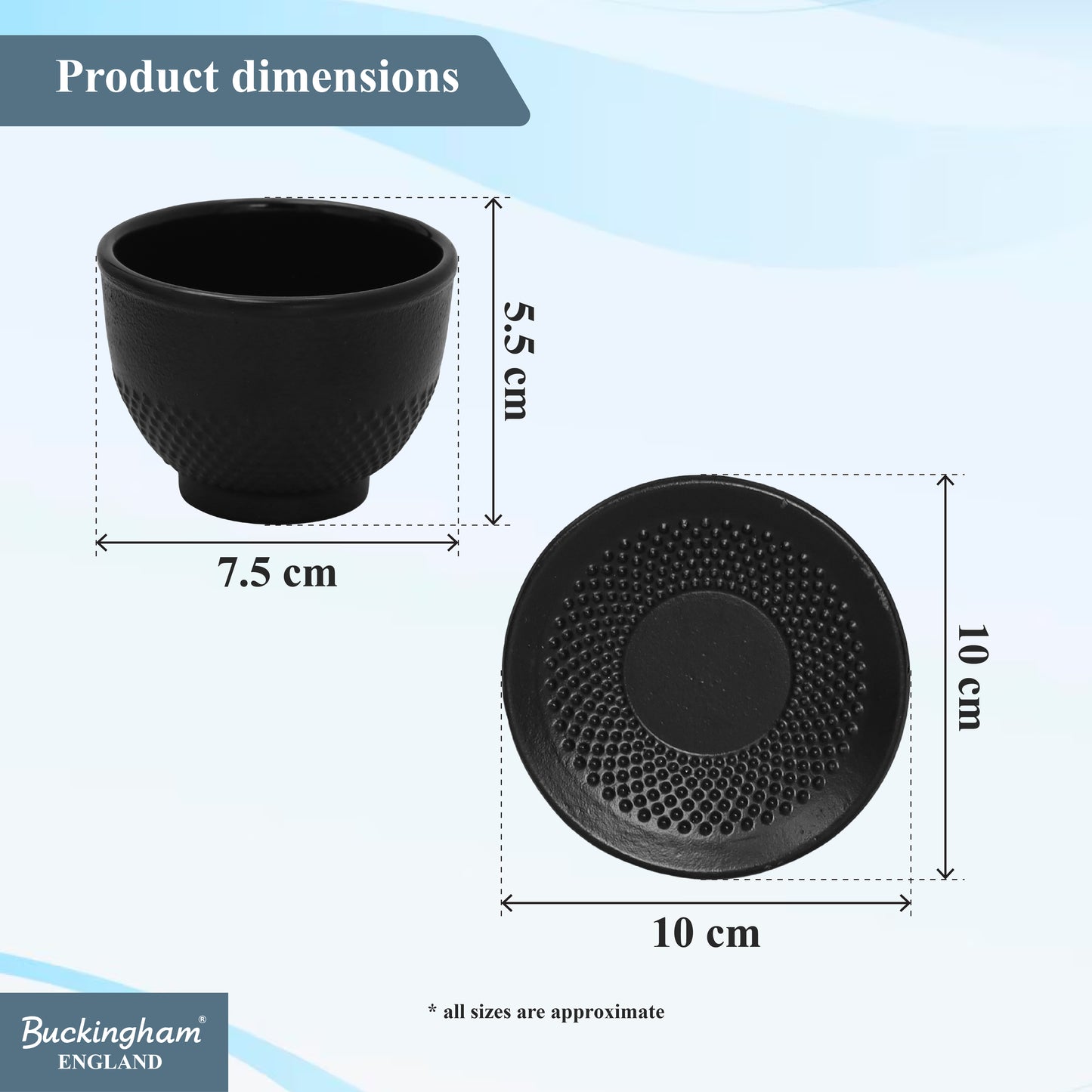 Buckingham Cast Iron Japanese Hobnail Tea Cups Set of 4 Piece