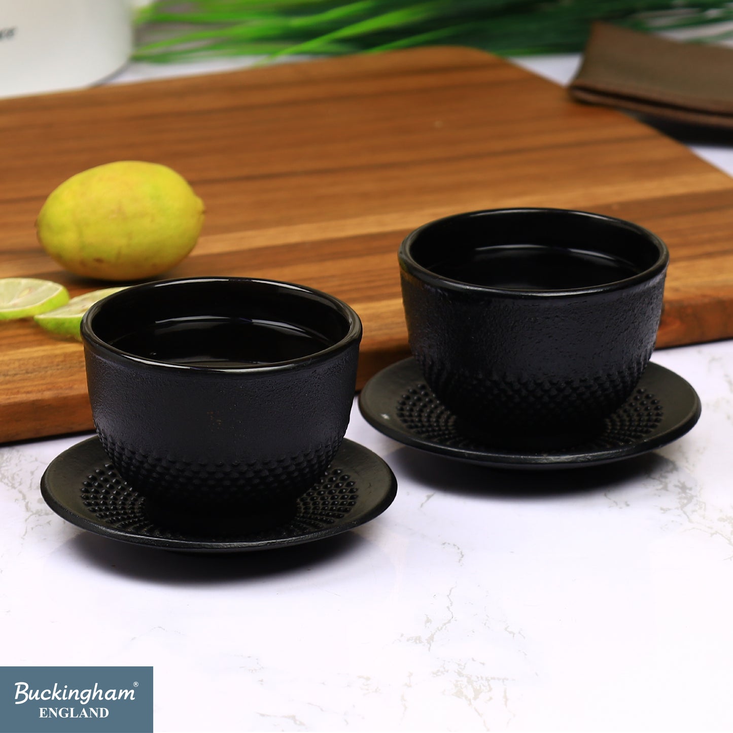Buckingham Cast Iron Japanese Hobnail Tea Cups Set of 4 Piece