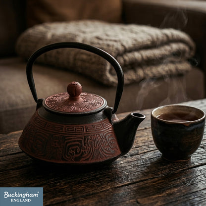Buckingham Japanese Cast Iron Tea Pots Aztec Tetsubin