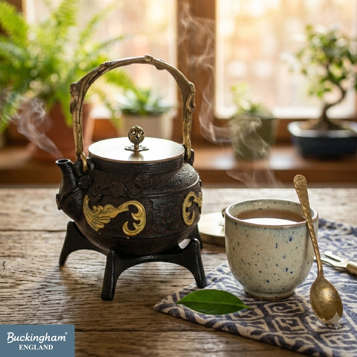Buckingham Handmade Cast Iron Tetsubin with Elegant Gift Box Set for Tea 1500 ml