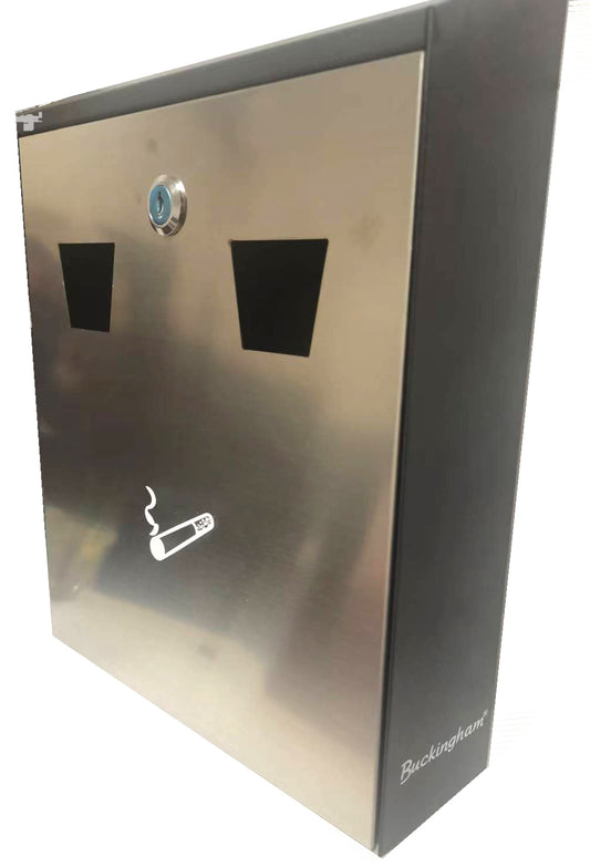 Buckingham Wall Mounted Outdoor Cigarette Bin, Ashtray , Ash Bin, Pubs , Clubs, Office, Home , Luminous Cigarette Motif, Smoking, Lockable, Premium Quality -, Black,