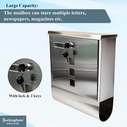 Buckingham Stainless Steel Lockable Mail Box Large
