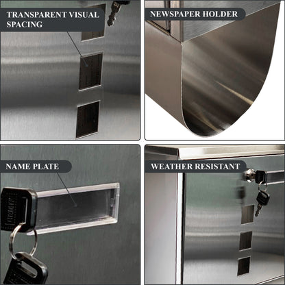 Buckingham Stainless Steel Lockable Mail Box Large