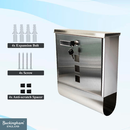 Buckingham Stainless Steel Lockable Mail Box Large