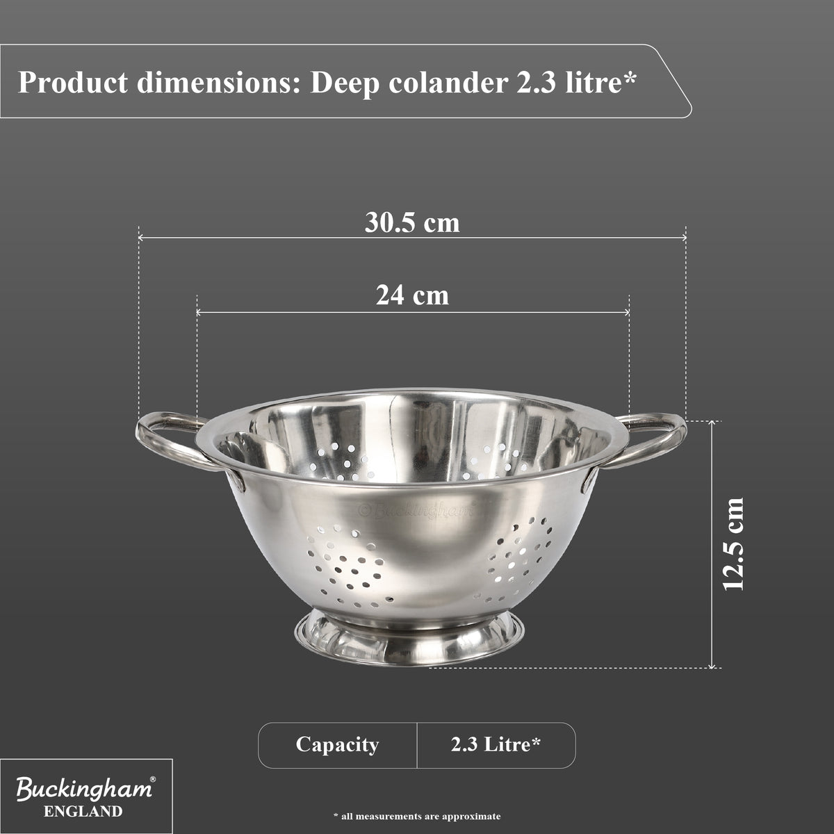 Buckingham Stainless Steel Fine Mesh Deep Colander