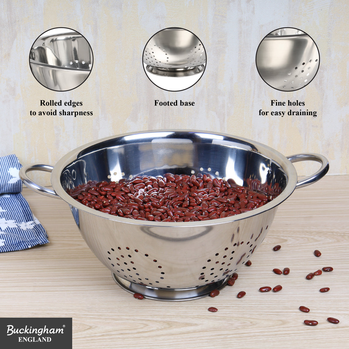 Buckingham Stainless Steel Fine Mesh Deep Colander