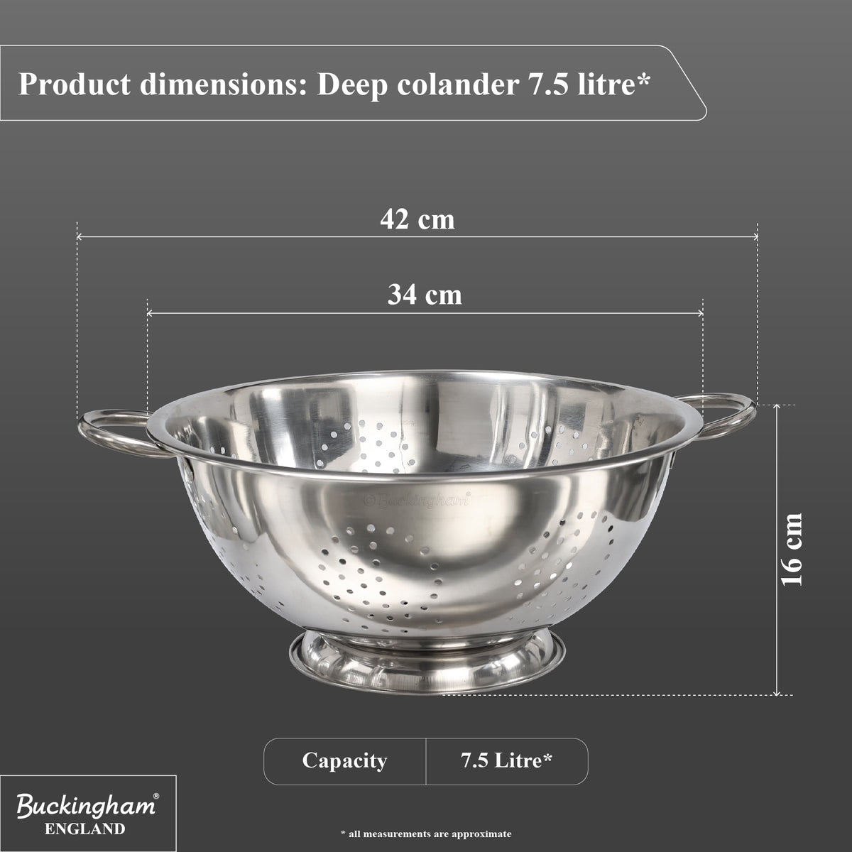 Buckingham Stainless Steel Fine Mesh Deep Colander