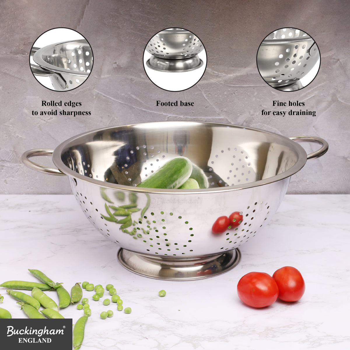 Buckingham Stainless Steel Fine Mesh Deep Colander