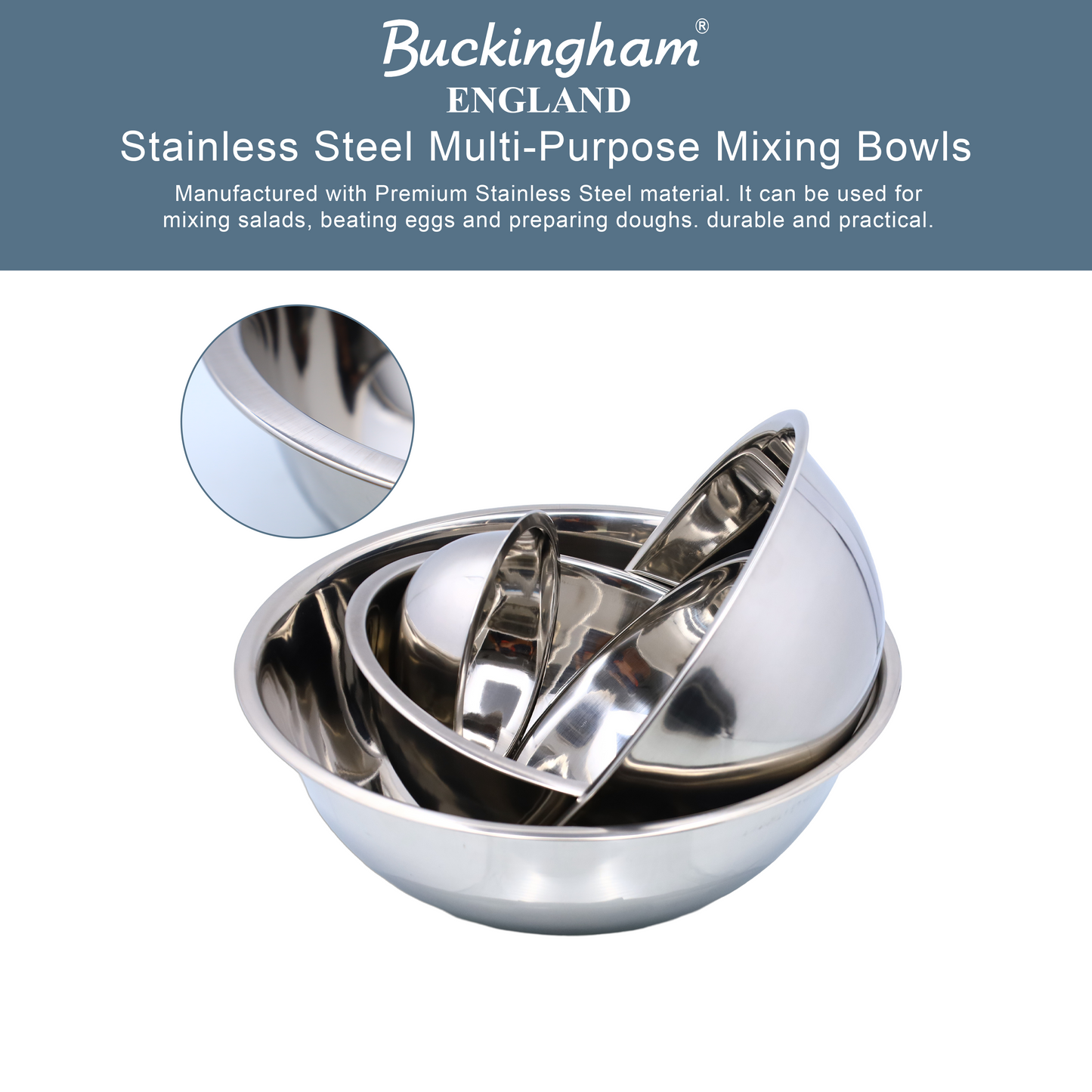 Buckingham Stainless Steel Deep Mixing Bowl