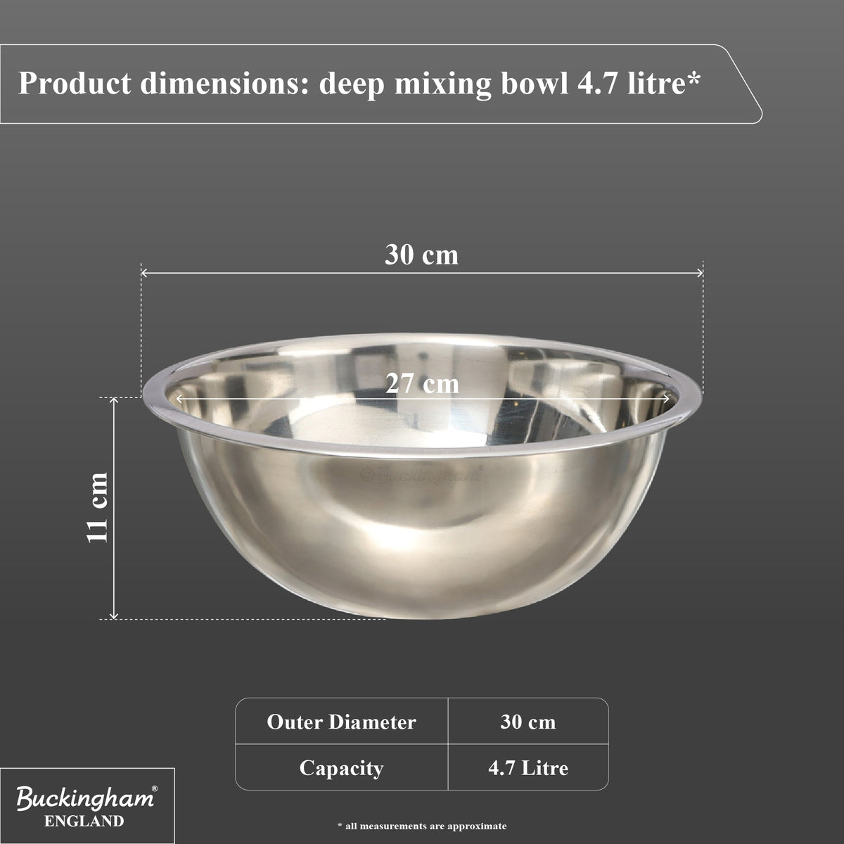 Buckingham Stainless Steel Washing up Bowl 30 cm