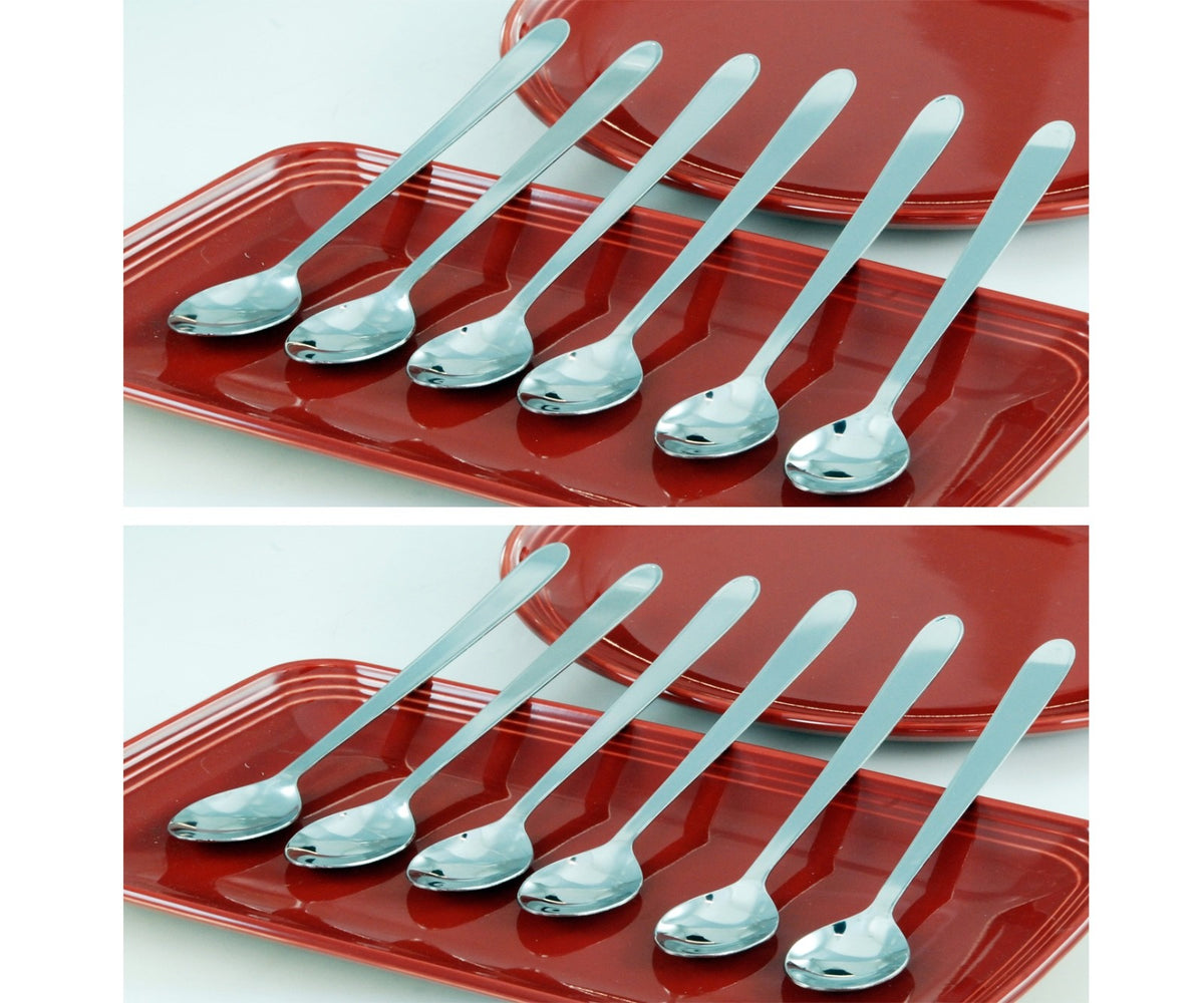 Buckingham Pack of 12 Stainless Steel Latte Ice Cream Spoons Long Handled Spoons