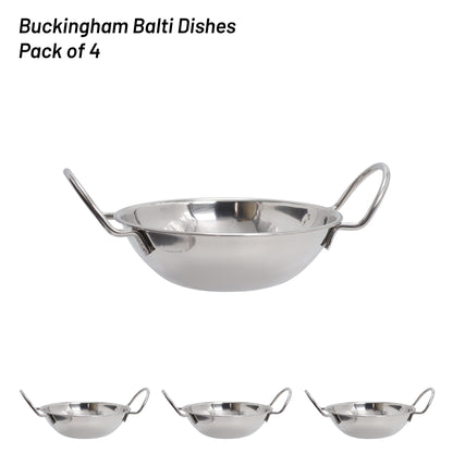 Buckingham Pack of 4 Stainless Steel Balti Dishes 15 cm