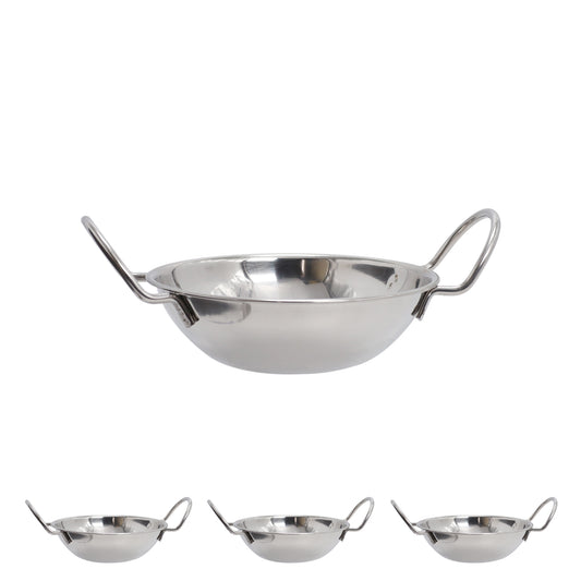Buckingham Pack of 4 Stainless Steel Balti Dishes 15 cm