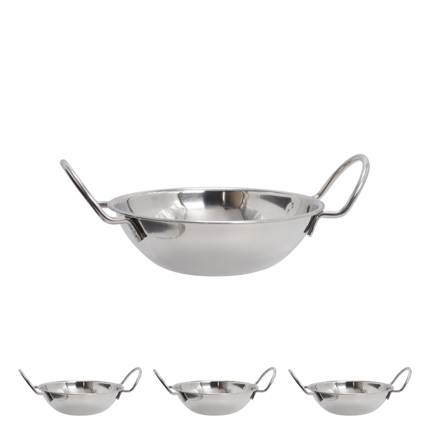 Buckingham Pack of 4 Stainless Steel Balti Dishes 17 cm