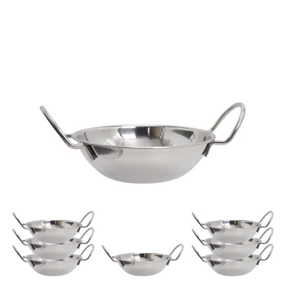 Buckingham Pack of 8 Stainless Steel Balti Bowl 17 cm