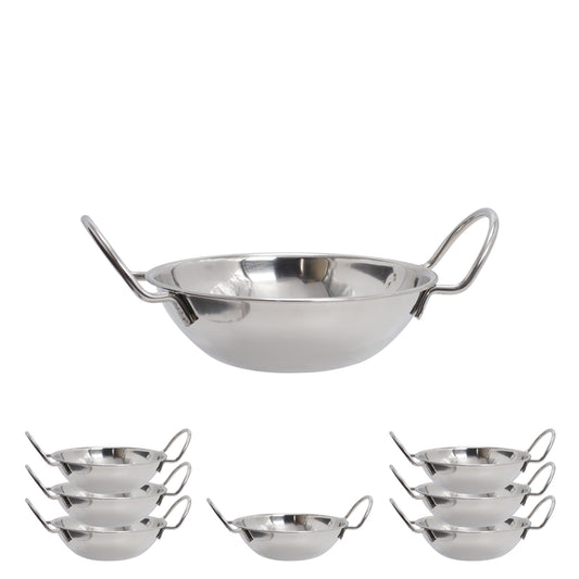 Buckingham Pack of 8 Stainless Steel Balti Bowl 17 cm